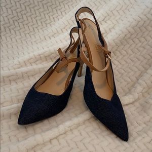 Dark Denim and Tan heels